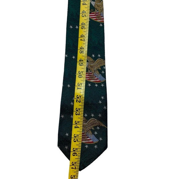 Polo Ralph Lauren Jacquard Silk Tie Hunter Green Eagle Shield Patriotic Made USA - Picture 11 of 11